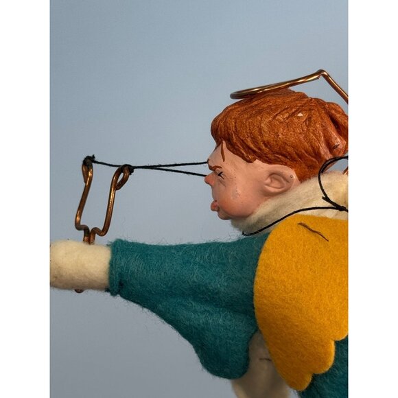 Vintage Simpich Doll Angel Ornament "Pete" 6" Felt Wings Slingshot Naughty Angel - Picture 9 of 9